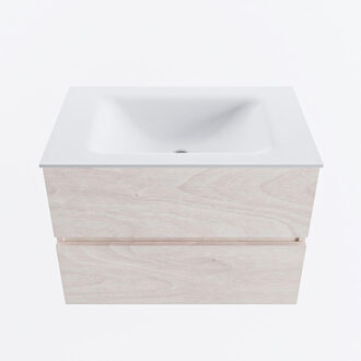 Mondiaz VICA 70cm badmeubel onderkast Underlayment 2 lades. Wastafel CLOUD midden zonder kraangat, kleur Talc.