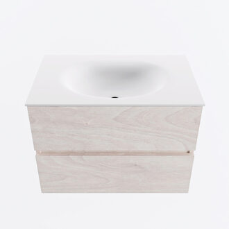 Mondiaz VICA 70cm badmeubel onderkast Underlayment 2 lades. Wastafel MOON midden 1 kraangat, kleur Talc.