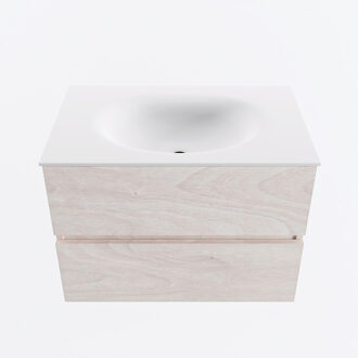 Mondiaz VICA 70cm badmeubel onderkast Underlayment 2 lades. Wastafel MOON midden zonder kraangat, kleur Talc.