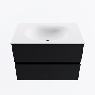 Mondiaz VICA 70cm badmeubel onderkast Urban 2 lades. Wastafel MOON midden zonder kraangat, kleur Talc.