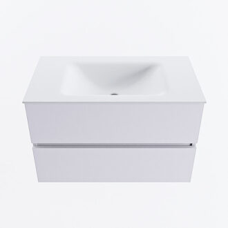 Mondiaz VICA 80cm badmeubel onderkast Cale 2 lades. Wastafel CLOUD midden 1 kraangat, kleur Talc.