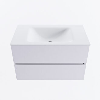 Mondiaz VICA 80cm badmeubel onderkast Cale 2 lades. Wastafel CLOUD midden zonder kraangat, kleur Talc.