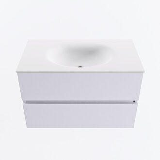 Mondiaz VICA 80cm badmeubel onderkast Cale 2 lades. Wastafel MOON midden 1 kraangat, kleur Talc.