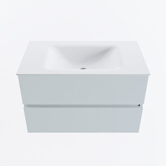 Mondiaz VICA 80cm badmeubel onderkast Clay 2 lades. Wastafel CLOUD midden 1 kraangat, kleur Talc.