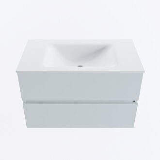 Mondiaz VICA 80cm badmeubel onderkast Clay 2 lades. Wastafel CLOUD midden zonder kraangat, kleur Talc.