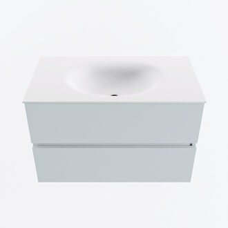 Mondiaz VICA 80cm badmeubel onderkast Clay 2 lades. Wastafel MOON midden 1 kraangat, kleur Talc.