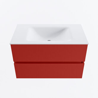 Mondiaz VICA 80cm badmeubel onderkast Fire 2 lades. Wastafel CLOUD midden 1 kraangat, kleur Talc.