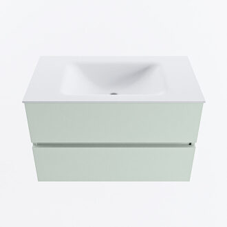 Mondiaz VICA 80cm badmeubel onderkast Greey 2 lades. Wastafel CLOUD midden 1 kraangat, kleur Talc.