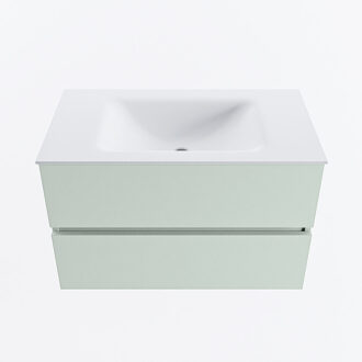 Mondiaz VICA 80cm badmeubel onderkast Greey 2 lades. Wastafel CLOUD midden zonder kraangat, kleur Talc.