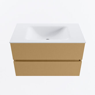 Mondiaz VICA 80cm badmeubel onderkast Oro 2 lades. Wastafel CLOUD midden 1 kraangat, kleur Talc.