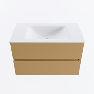 Mondiaz VICA 80cm badmeubel onderkast Oro 2 lades. Wastafel CLOUD midden zonder kraangat, kleur Talc.