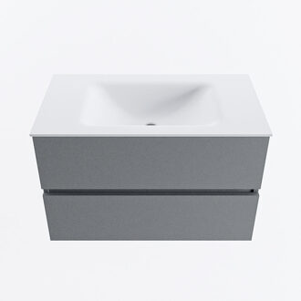 Mondiaz VICA 80cm badmeubel onderkast Plata 2 lades. Wastafel CLOUD midden 1 kraangat, kleur Talc.