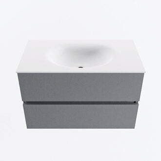 Mondiaz VICA 80cm badmeubel onderkast Plata 2 lades. Wastafel MOON midden 1 kraangat, kleur Talc.