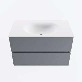 Mondiaz VICA 80cm badmeubel onderkast Plata 2 lades. Wastafel MOON midden zonder kraangat, kleur Talc.