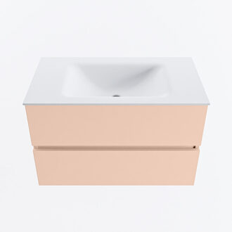 Mondiaz VICA 80cm badmeubel onderkast Rosee 2 lades. Wastafel CLOUD midden 1 kraangat, kleur Talc.