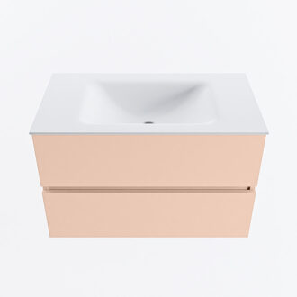 Mondiaz VICA 80cm badmeubel onderkast Rosee 2 lades. Wastafel CLOUD midden zonder kraangat, kleur Talc.