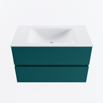 Mondiaz VICA 80cm badmeubel onderkast Smag 2 lades. Wastafel CLOUD midden zonder kraangat, kleur Talc.