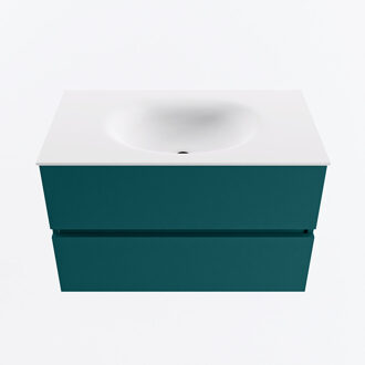 Mondiaz VICA 80cm badmeubel onderkast Smag 2 lades. Wastafel MOON midden 1 kraangat, kleur Talc.