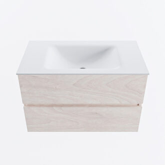 Mondiaz VICA 80cm badmeubel onderkast Underlayment 2 lades. Wastafel CLOUD midden 1 kraangat, kleur Talc.