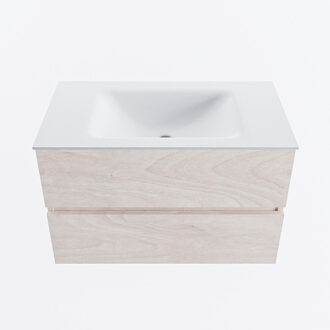 Mondiaz VICA 80cm badmeubel onderkast Underlayment 2 lades. Wastafel CLOUD midden zonder kraangat, kleur Talc.