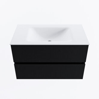 Mondiaz VICA 80cm badmeubel onderkast Urban 2 lades. Wastafel CLOUD midden 1 kraangat, kleur Talc.