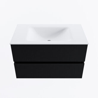 Mondiaz VICA 80cm badmeubel onderkast Urban 2 lades. Wastafel CLOUD midden zonder kraangat, kleur Talc.