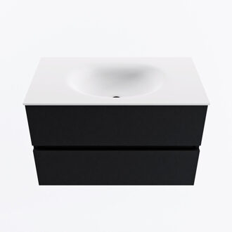 Mondiaz VICA 80cm badmeubel onderkast Urban 2 lades. Wastafel MOON midden 1 kraangat, kleur Talc.