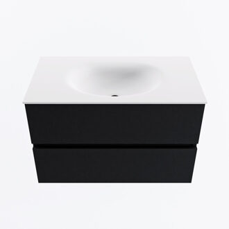 Mondiaz VICA 80cm badmeubel onderkast Urban 2 lades. Wastafel MOON midden zonder kraangat, kleur Talc.