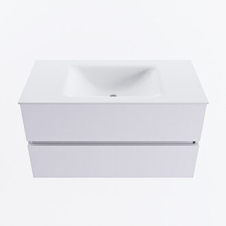 Mondiaz VICA 90cm badmeubel onderkast Cale 2 lades. Wastafel CLOUD midden 1 kraangat, kleur Talc.