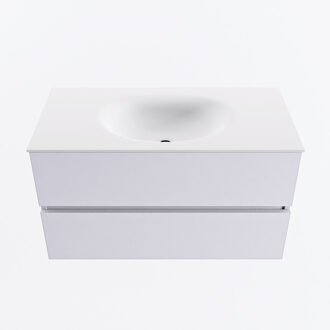 Mondiaz VICA 90cm badmeubel onderkast Cale 2 lades. Wastafel MOON midden 1 kraangat, kleur Talc.