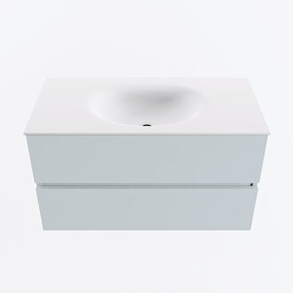 Mondiaz VICA 90cm badmeubel onderkast Clay 2 lades. Wastafel MOON midden 1 kraangat, kleur Talc.