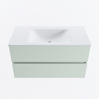 Mondiaz VICA 90cm badmeubel onderkast Greey 2 lades. Wastafel CLOUD midden 1 kraangat, kleur Talc.