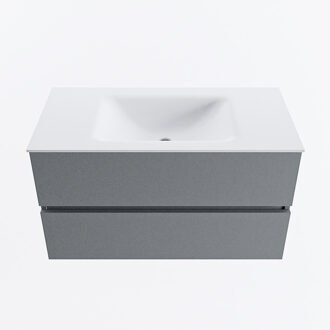 Mondiaz VICA 90cm badmeubel onderkast Plata 2 lades. Wastafel CLOUD midden 1 kraangat, kleur Talc.