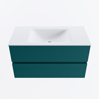 Mondiaz VICA 90cm badmeubel onderkast Smag 2 lades. Wastafel CLOUD midden 1 kraangat, kleur Talc.