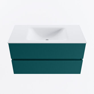 Mondiaz VICA 90cm badmeubel onderkast Smag 2 lades. Wastafel CLOUD midden zonder kraangat, kleur Talc.