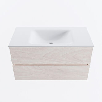Mondiaz VICA 90cm badmeubel onderkast Underlayment 2 lades. Wastafel CLOUD midden 1 kraangat, kleur Talc.