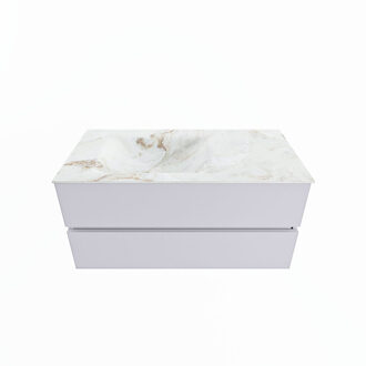 Mondiaz VICA-DLUX 100cm badmeubel onderkast Cale 2 lades. Inbouw wastafel CLOUD links 1 kraangat, kleur Frappe.