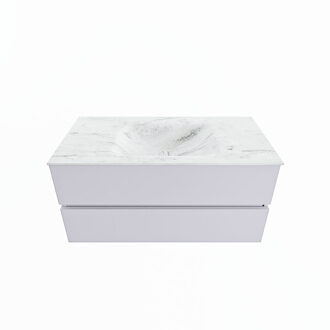 Mondiaz VICA-DLUX 100cm badmeubel onderkast Cale 2 lades. Inbouw wastafel CLOUD midden 1 kraangat, kleur Opalo.