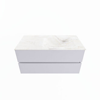 Mondiaz VICA-DLUX 100cm badmeubel onderkast Cale 2 lades. Inbouw wastafel CLOUD rechts 1 kraangat, kleur Ostra.