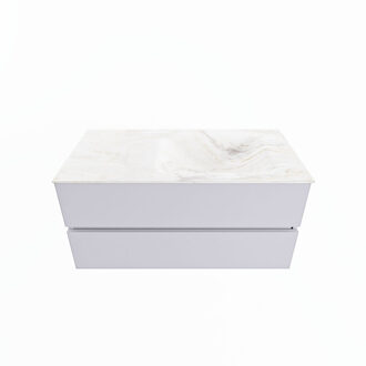 Mondiaz VICA-DLUX 100cm badmeubel onderkast Cale 2 lades. Inbouw wastafel CLOUD rechts zonder kraangat, kleur Ostra.