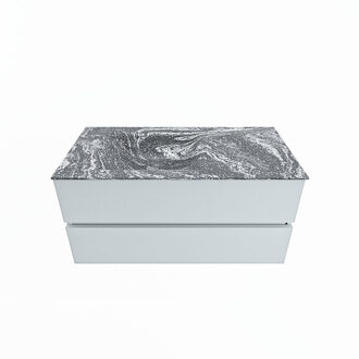 Mondiaz VICA-DLUX 100cm badmeubel onderkast Clay 2 lades. Inbouw wastafel CLOUD links 1 kraangat, kleur Lava.