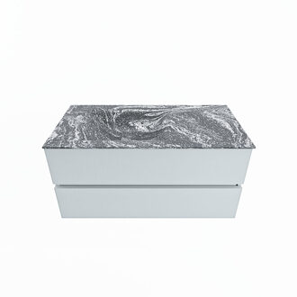 Mondiaz VICA-DLUX 100cm badmeubel onderkast Clay 2 lades. Inbouw wastafel CLOUD links zonder kraangat, kleur Lava.