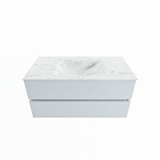 Mondiaz VICA-DLUX 100cm badmeubel onderkast Clay 2 lades. Inbouw wastafel CLOUD midden zonder kraangat, kleur Opalo.
