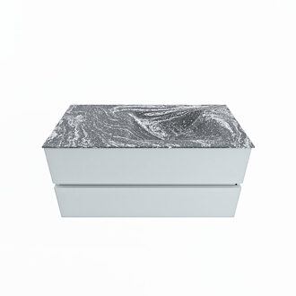 Mondiaz VICA-DLUX 100cm badmeubel onderkast Clay 2 lades. Inbouw wastafel CLOUD rechts 1 kraangat, kleur Lava.