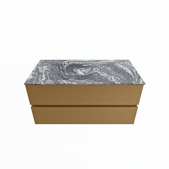 Mondiaz VICA-DLUX 100cm badmeubel onderkast Oro 2 lades. Inbouw wastafel CLOUD links 1 kraangat, kleur Lava.