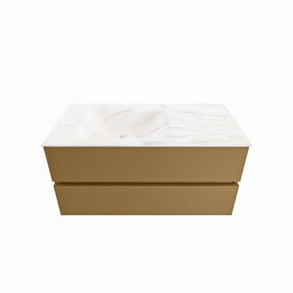 Mondiaz VICA-DLUX 100cm badmeubel onderkast Oro 2 lades. Inbouw wastafel CLOUD links 1 kraangat, kleur Ostra.