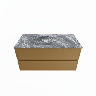 Mondiaz VICA-DLUX 100cm badmeubel onderkast Oro 2 lades. Inbouw wastafel CLOUD links zonder kraangat, kleur Lava.