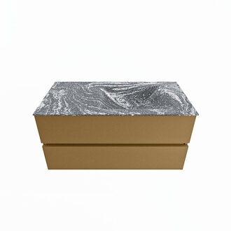Mondiaz VICA-DLUX 100cm badmeubel onderkast Oro 2 lades. Inbouw wastafel CLOUD rechts 1 kraangat, kleur Lava.