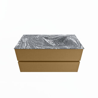 Mondiaz VICA-DLUX 100cm badmeubel onderkast Oro 2 lades. Inbouw wastafel CLOUD rechts zonder kraangat, kleur Lava.