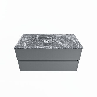 Mondiaz VICA-DLUX 100cm badmeubel onderkast Plata 2 lades. Inbouw wastafel CLOUD links 1 kraangat, kleur Lava.